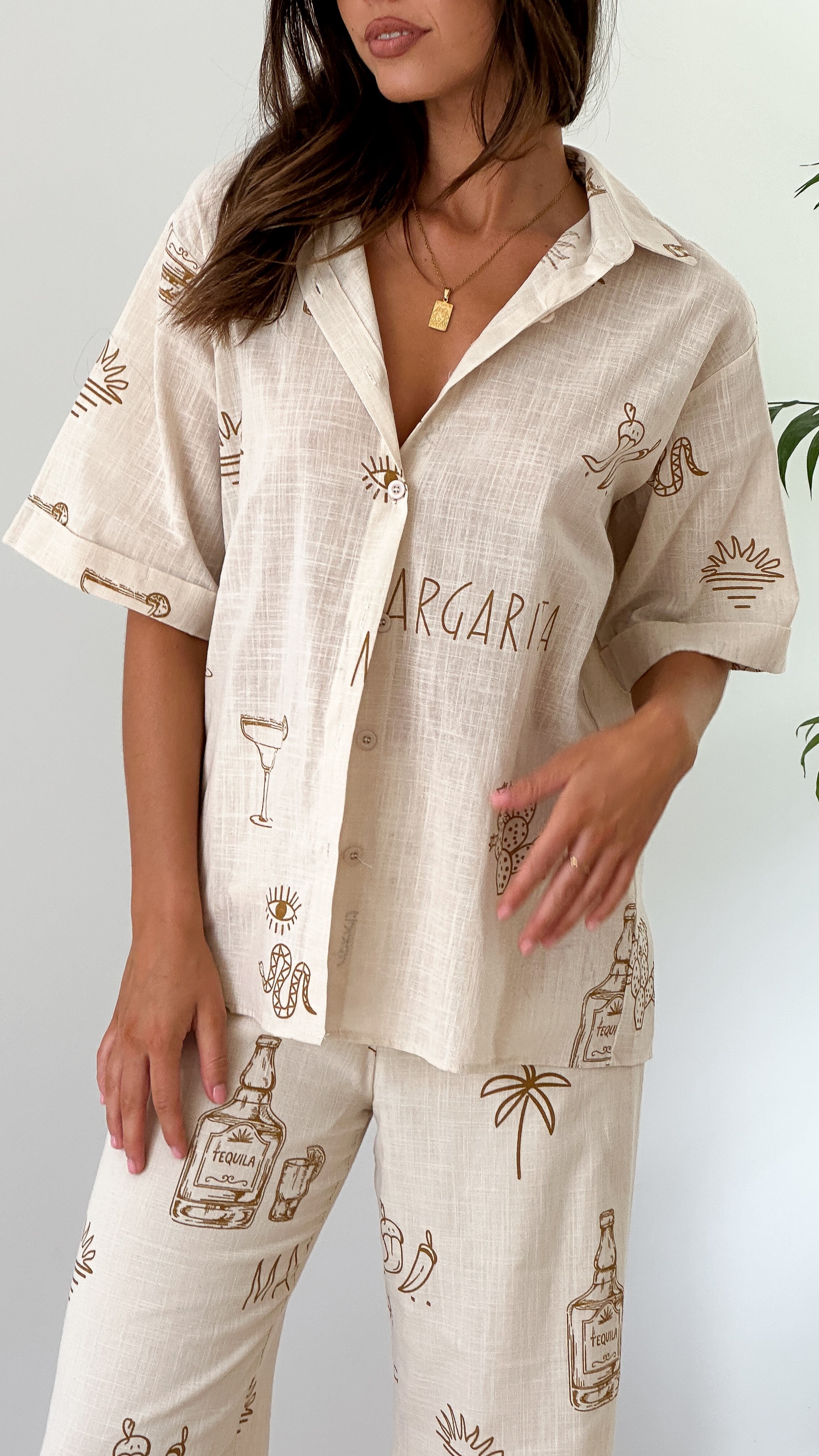 Bailie Shirt and Pants Set - Beige / Tan Margarita - Billy J