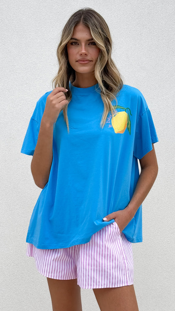 Limoncello Top and Shorts Set - Blue/Pink - Billy J