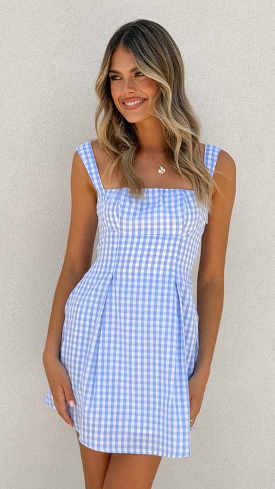 Load image into Gallery viewer, Jailene Mini Dress - Picnic Blue - Billy J
