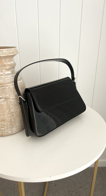 Maisie High Shine Handbag - Black