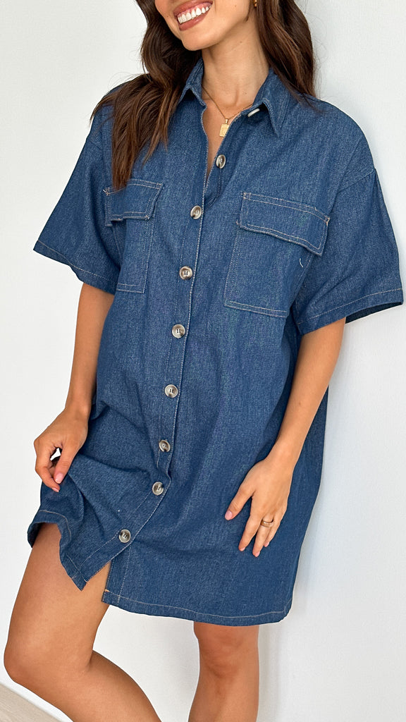 Laksha Mini Dress - Dark Denim - Billy J