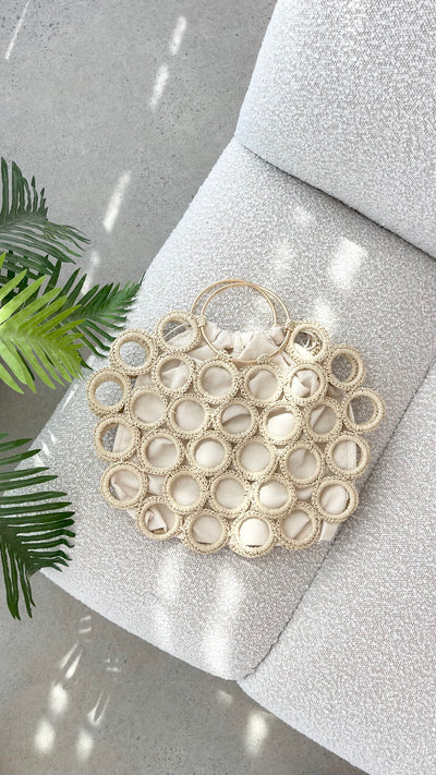 Load image into Gallery viewer, Posie Crochet Rings Bag - Natural - Billy J
