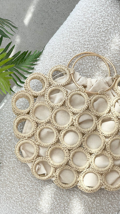 Load image into Gallery viewer, Posie Crochet Rings Bag - Natural - Billy J
