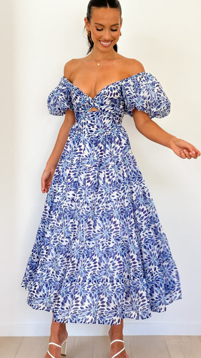 Load image into Gallery viewer, Balthazar Maxi Dress - Blue Floral - Billy J
