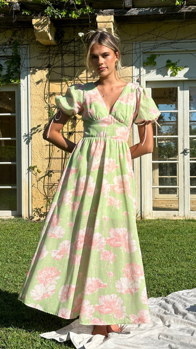 Load image into Gallery viewer, Sarai Maxi Dress - Green Floral - Billy J
