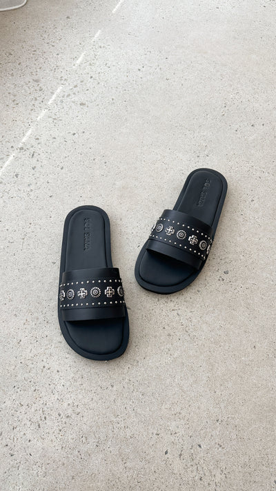 Load image into Gallery viewer, Sol Sana Cleo Slide - Black / Silver - Billy J
