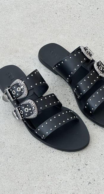 Sol Sana Eastwood Stud Slide - Black / Silver