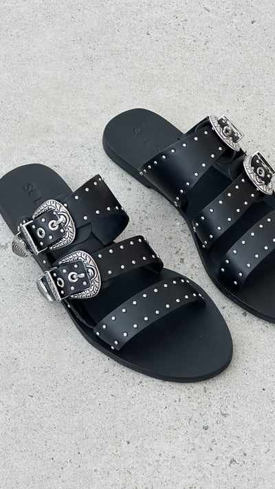 Load image into Gallery viewer, Sol Sana Eastwood Stud Slide - Black / Silver - Billy J
