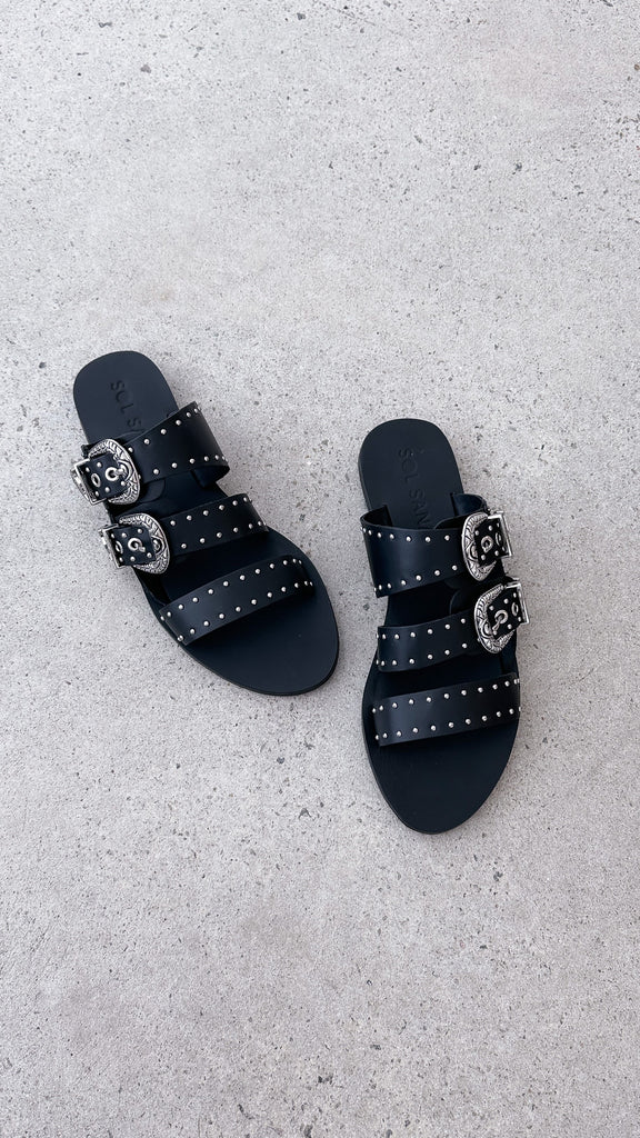 Sol Sana Eastwood Stud Slide - Black / Silver - Billy J