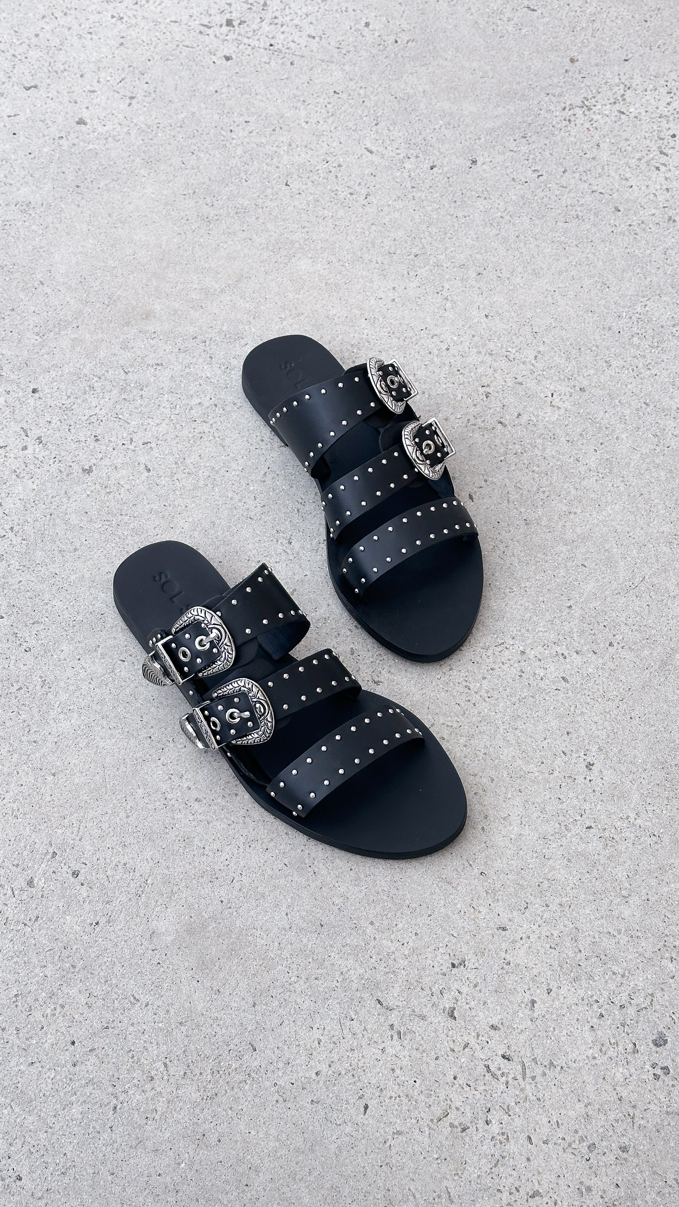 Sol Sana Eastwood Stud Slide - Black / Silver - Billy J