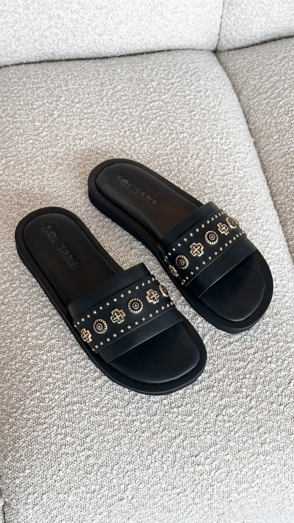 Sol Sana Cleo Slide - Black / Gold - Billy J