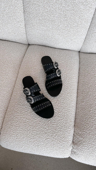 Load image into Gallery viewer, Sol Sana Eastwood Stud Slide - Black / Silver - Billy J
