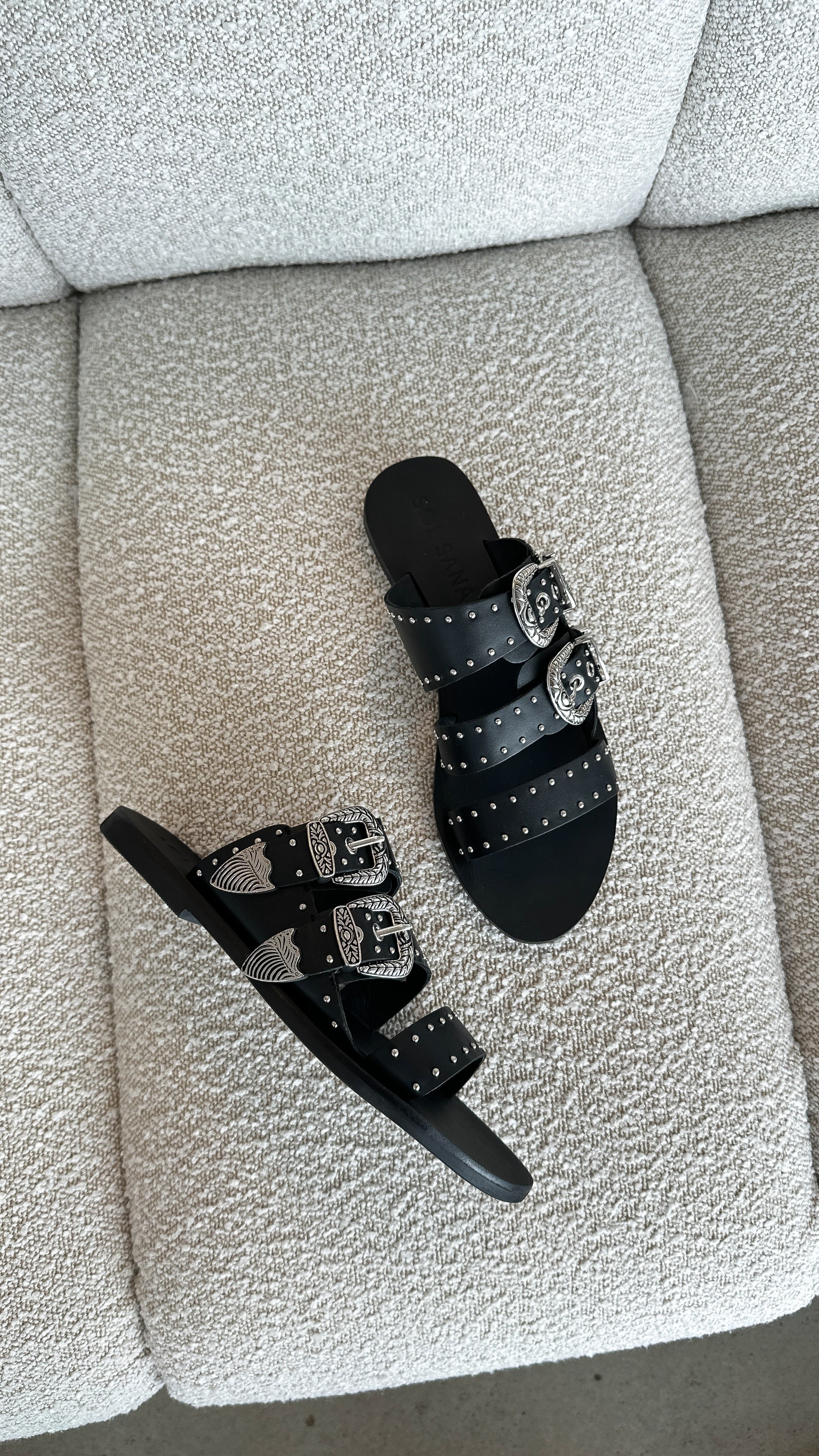 Sol Sana Eastwood Stud Slide - Black / Silver - Billy J