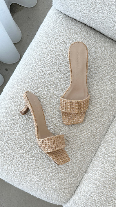 Load image into Gallery viewer, Olga Heel - Natural Raffia - Billy J
