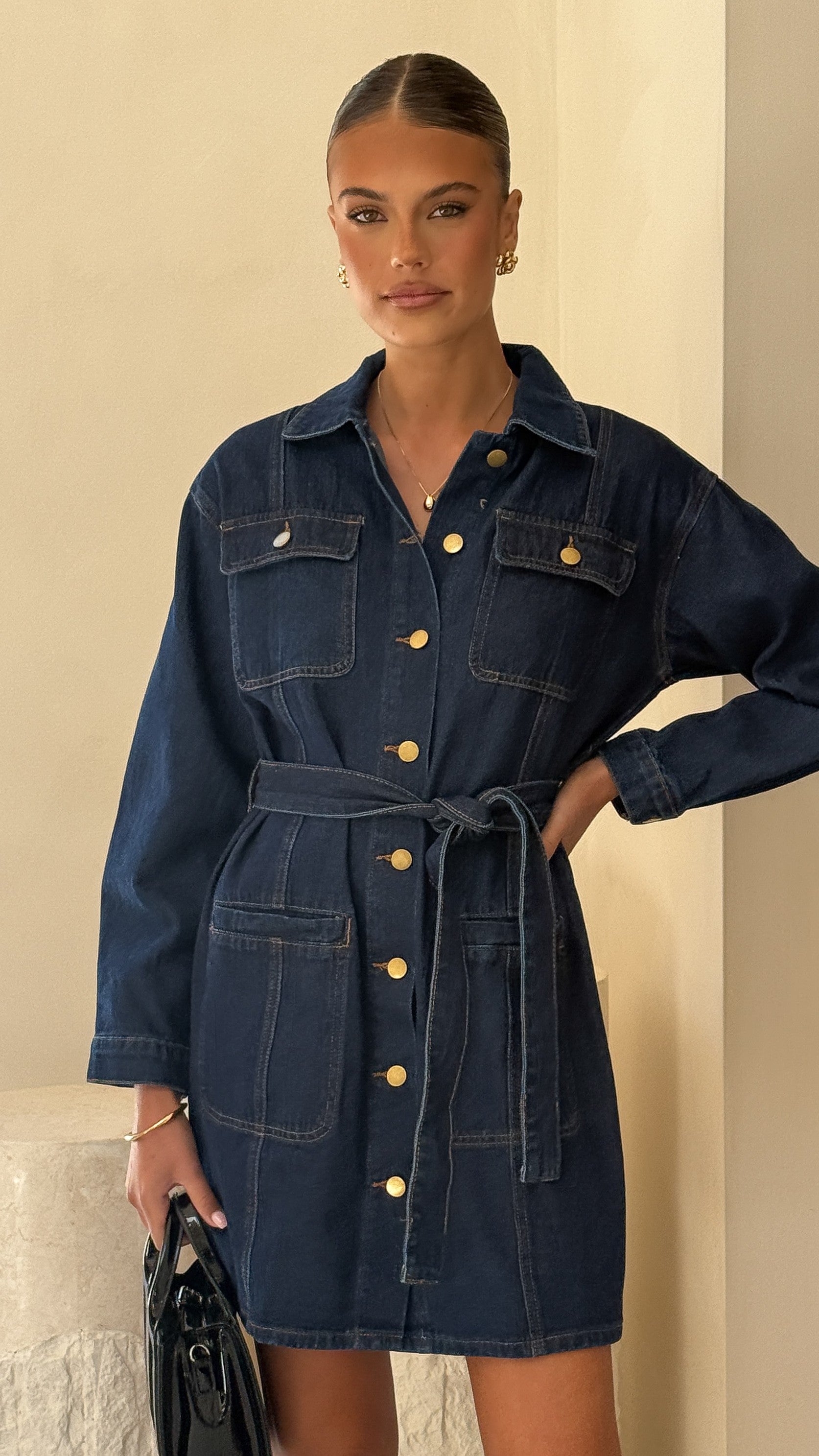 Kailas Mini Dress - Indigo Denim - Billy J