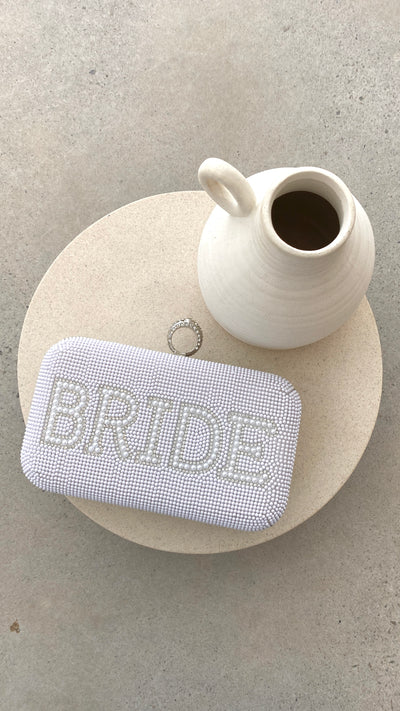 Load image into Gallery viewer, Bride To Be Sequin Clutch - White/Silver - Billy J
