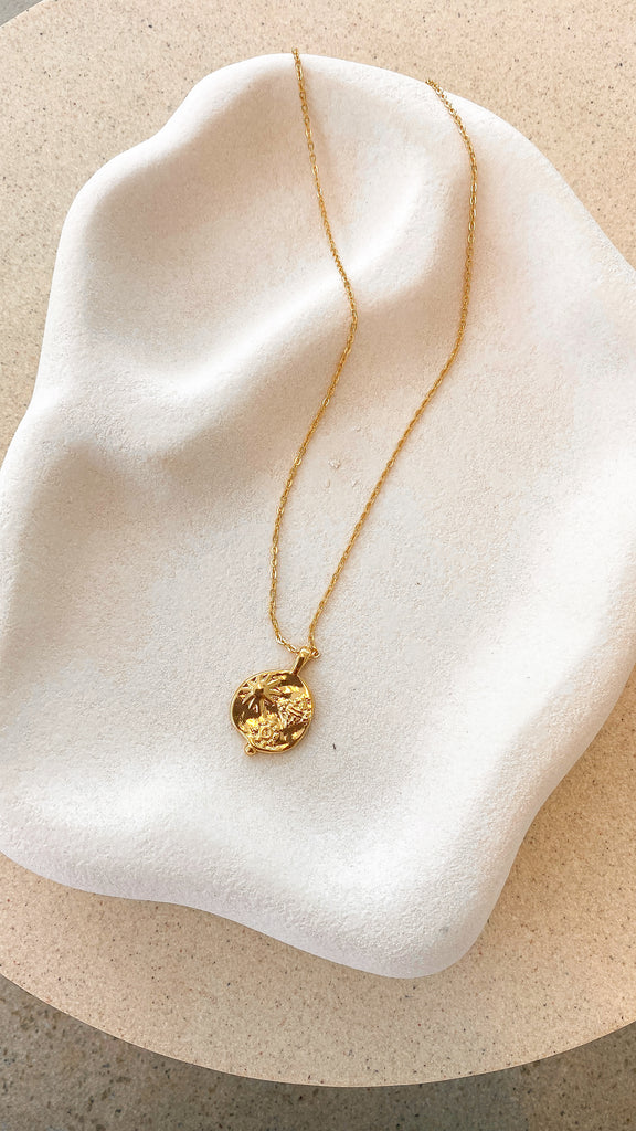 Ocean Coin Charm Necklace - Gold - Billy J