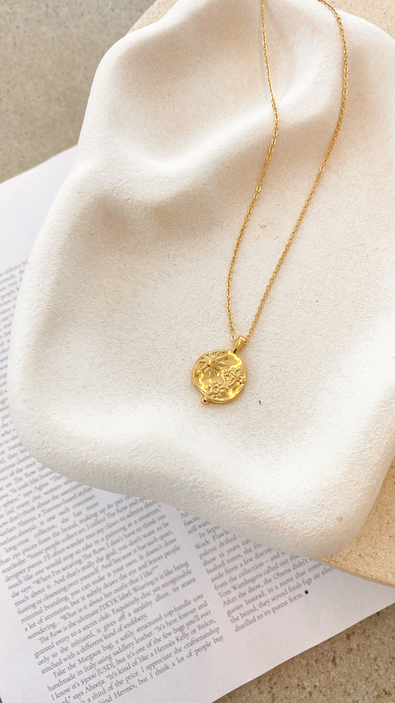 Ocean Coin Charm Necklace - Gold - Billy J