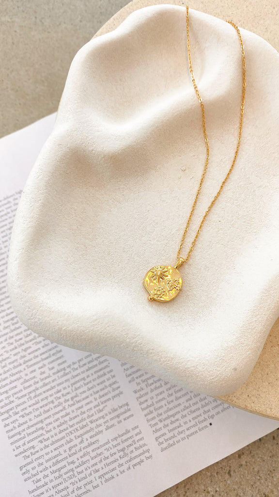 Ocean Coin Charm Necklace - Gold - Billy J