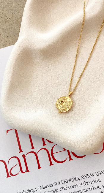 Ocean Coin Charm Necklace - Gold