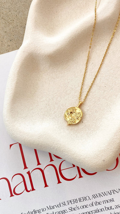 Load image into Gallery viewer, Ocean Coin Charm Necklace - Gold - Billy J
