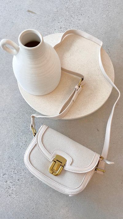 Load image into Gallery viewer, Isobel Fabric Saddle Cross Body Bag - Cream - Billy J
