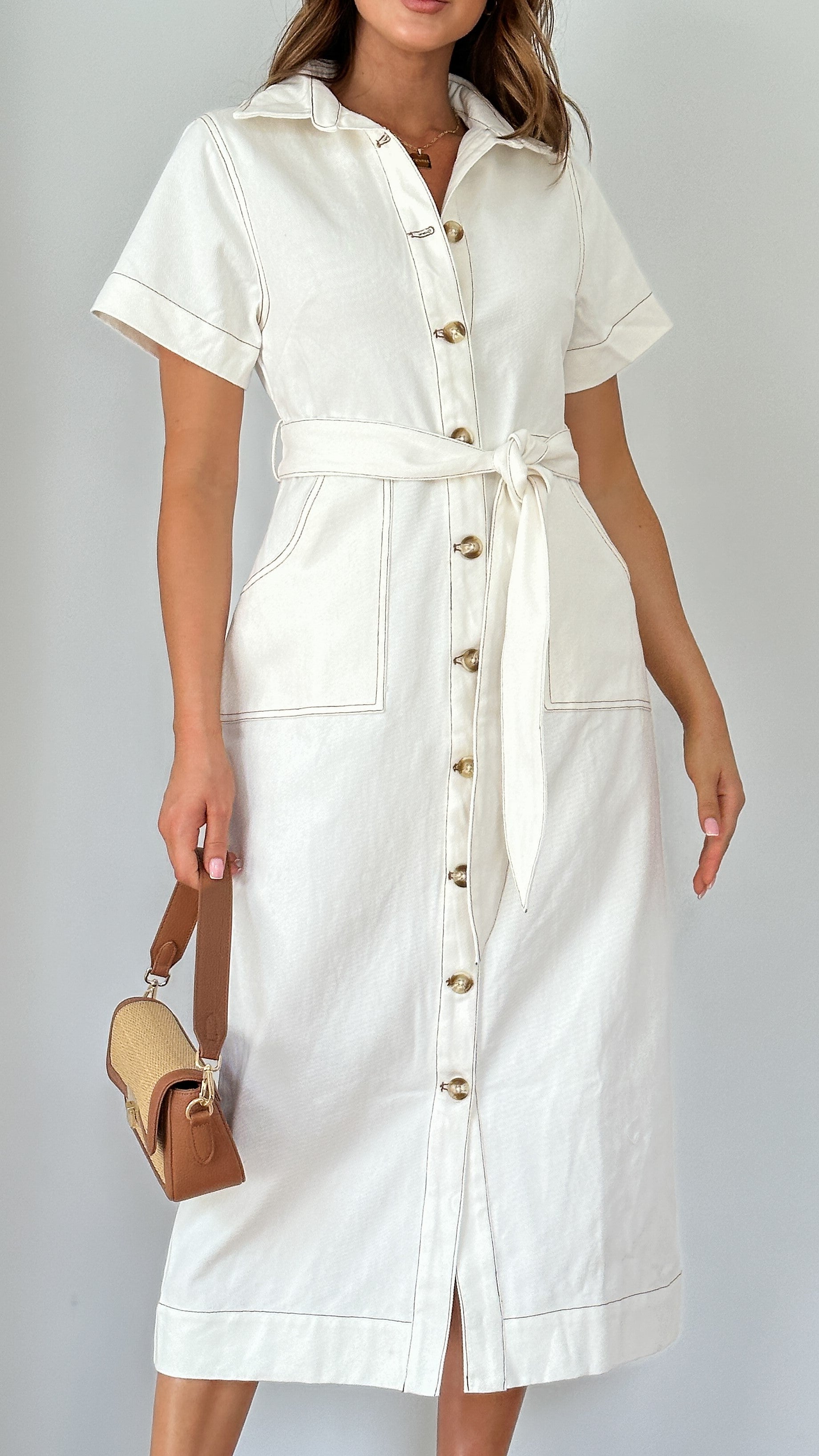 Nicole Midi Dress - Ivory - Billy J