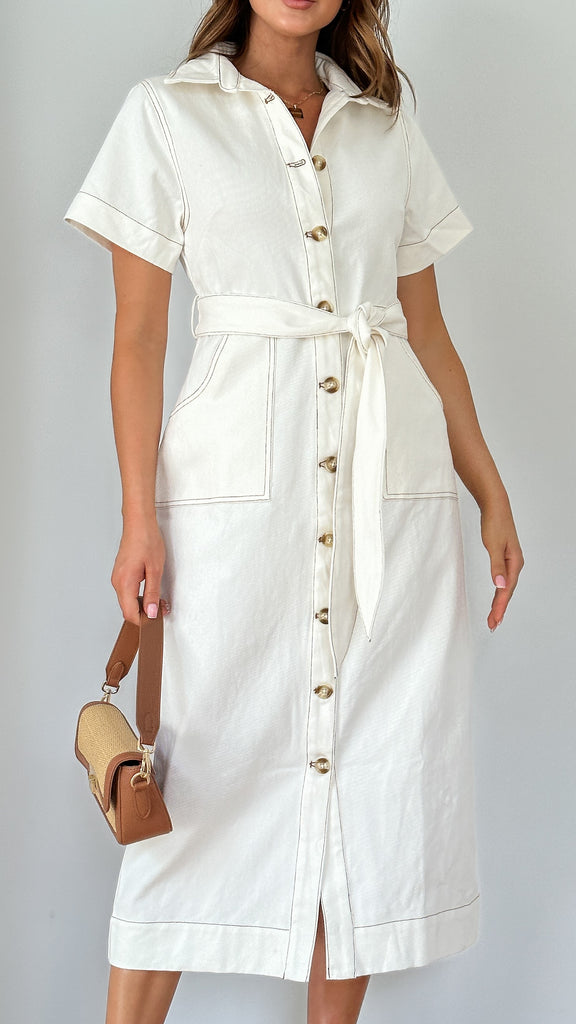 Nicole Midi Dress - Ivory - Billy J