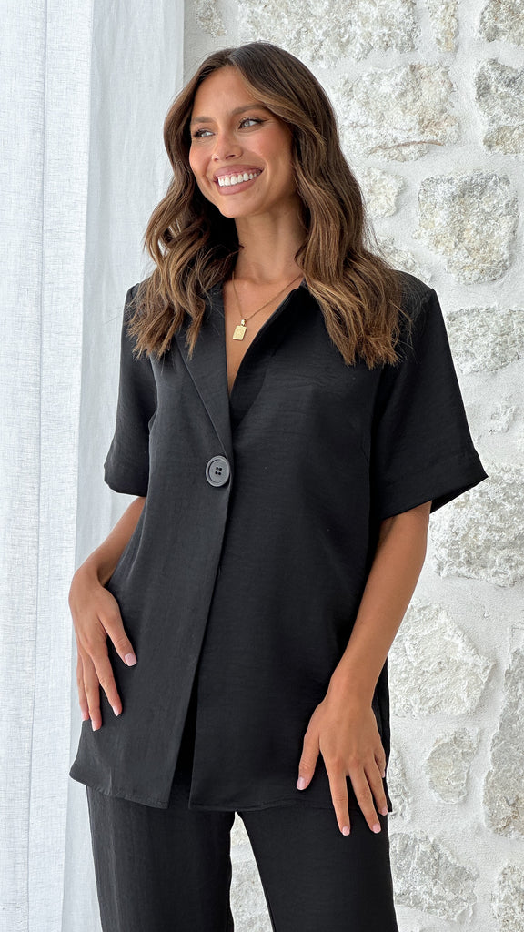 Imogen Button Shirt - Black - Billy J