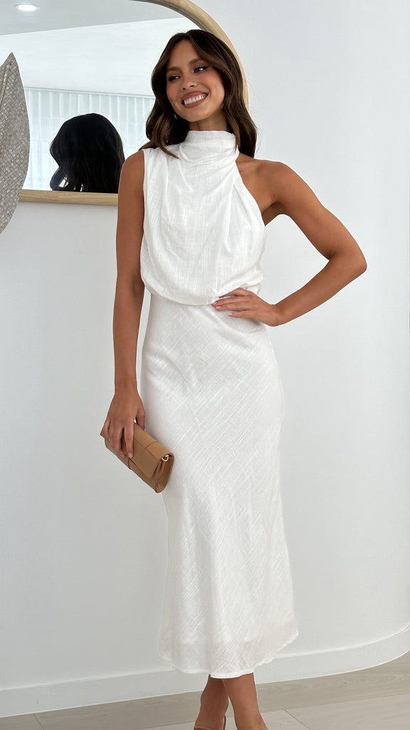 Estha Linen Maxi Dress - White - Billy J