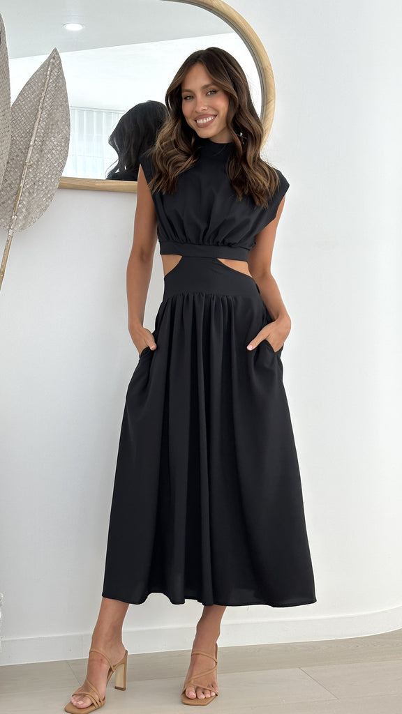 Maddison Midi Dress - Black - Billy J