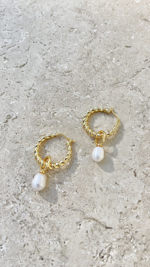 Twist Pearl Drop Earrings - Gold/Pearl - Billy J