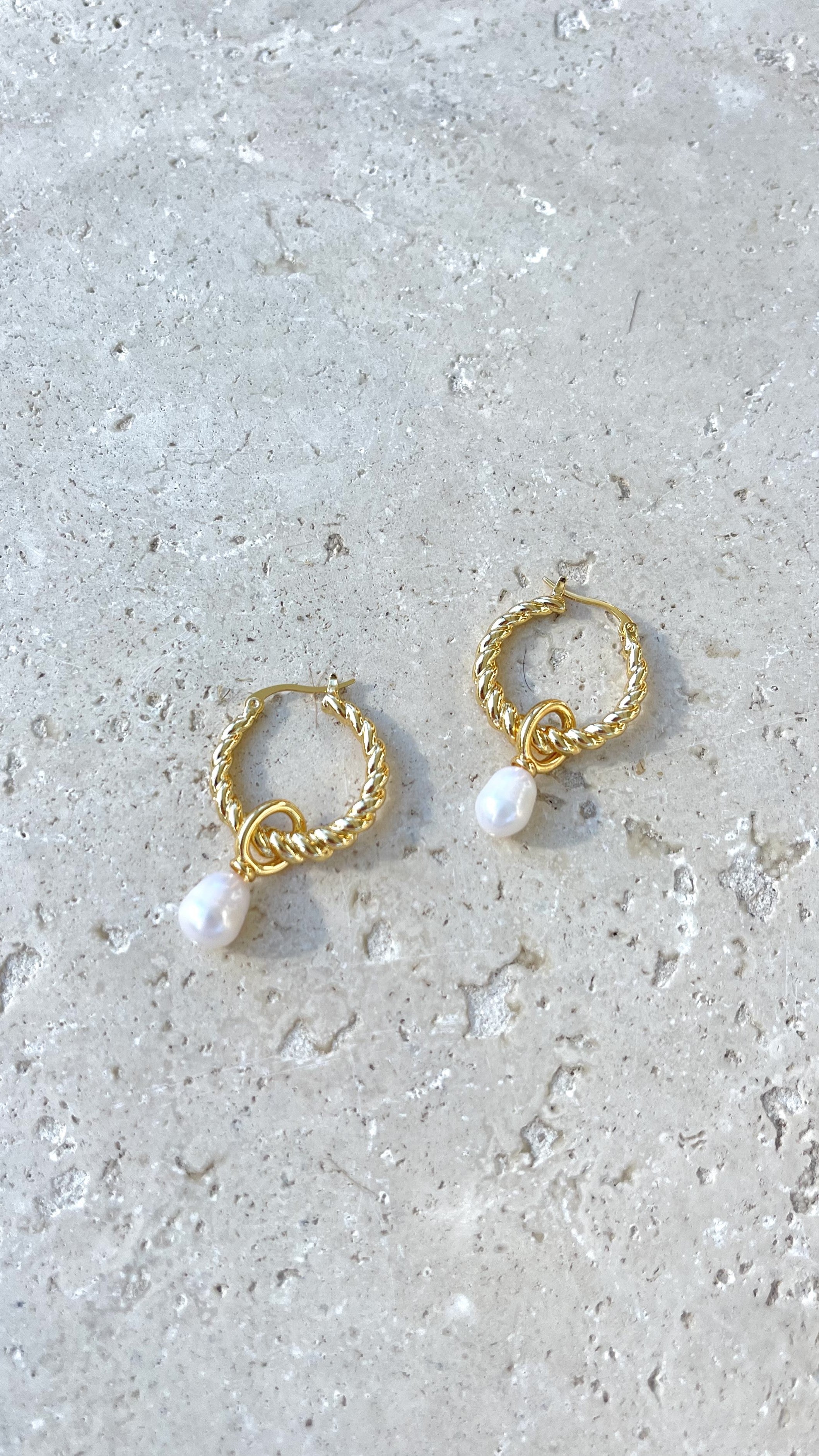 Twist Pearl Drop Earrings - Gold/Pearl - Billy J