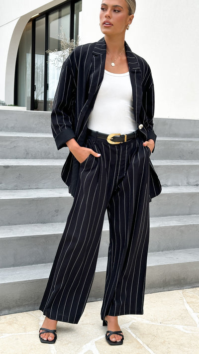 Load image into Gallery viewer, Thea Pants - Black Pinstripe - Billy J
