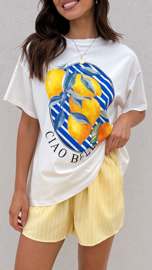 Ciao Bell Top and Shorts Set - White/Yellow - Billy J