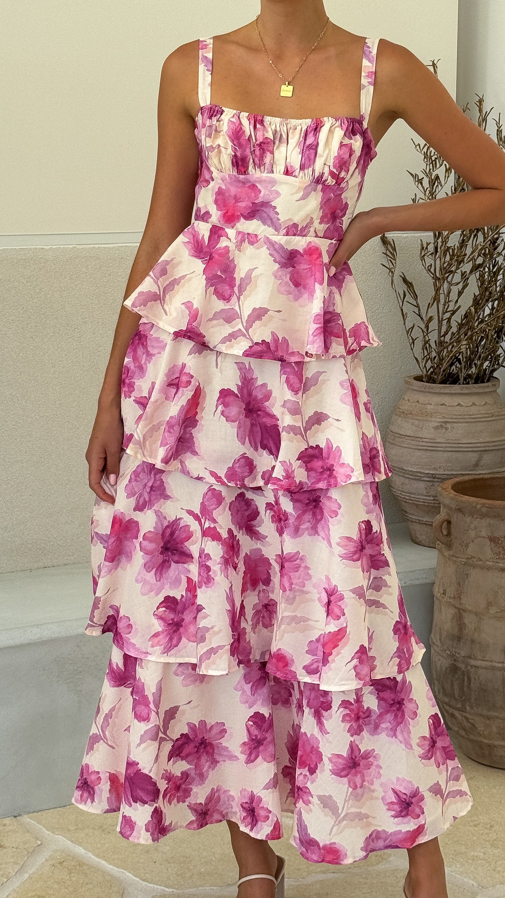 Indi Maxi Dress - Pink Floral - Billy J