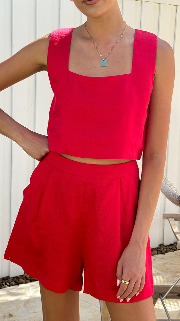 Tillie Crop Top - Ruby Red - Billy J