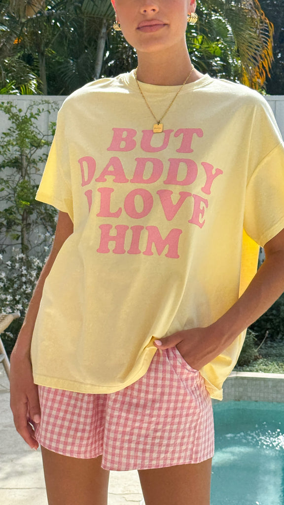 I Love Him Top and Shorts Set - Yellow/Pink - Billy J