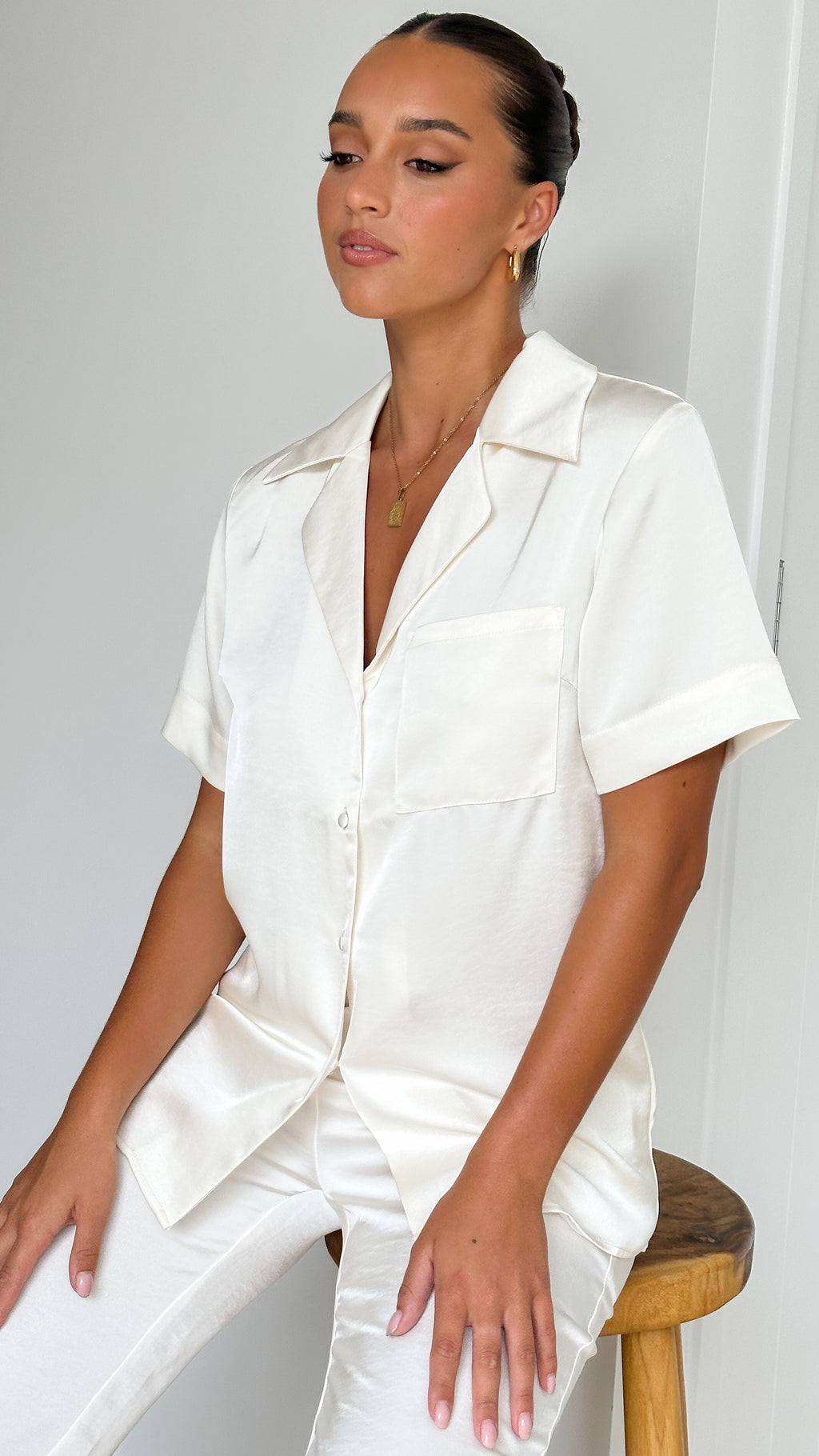 Courtney Button Up Shirt - Cream - Billy J