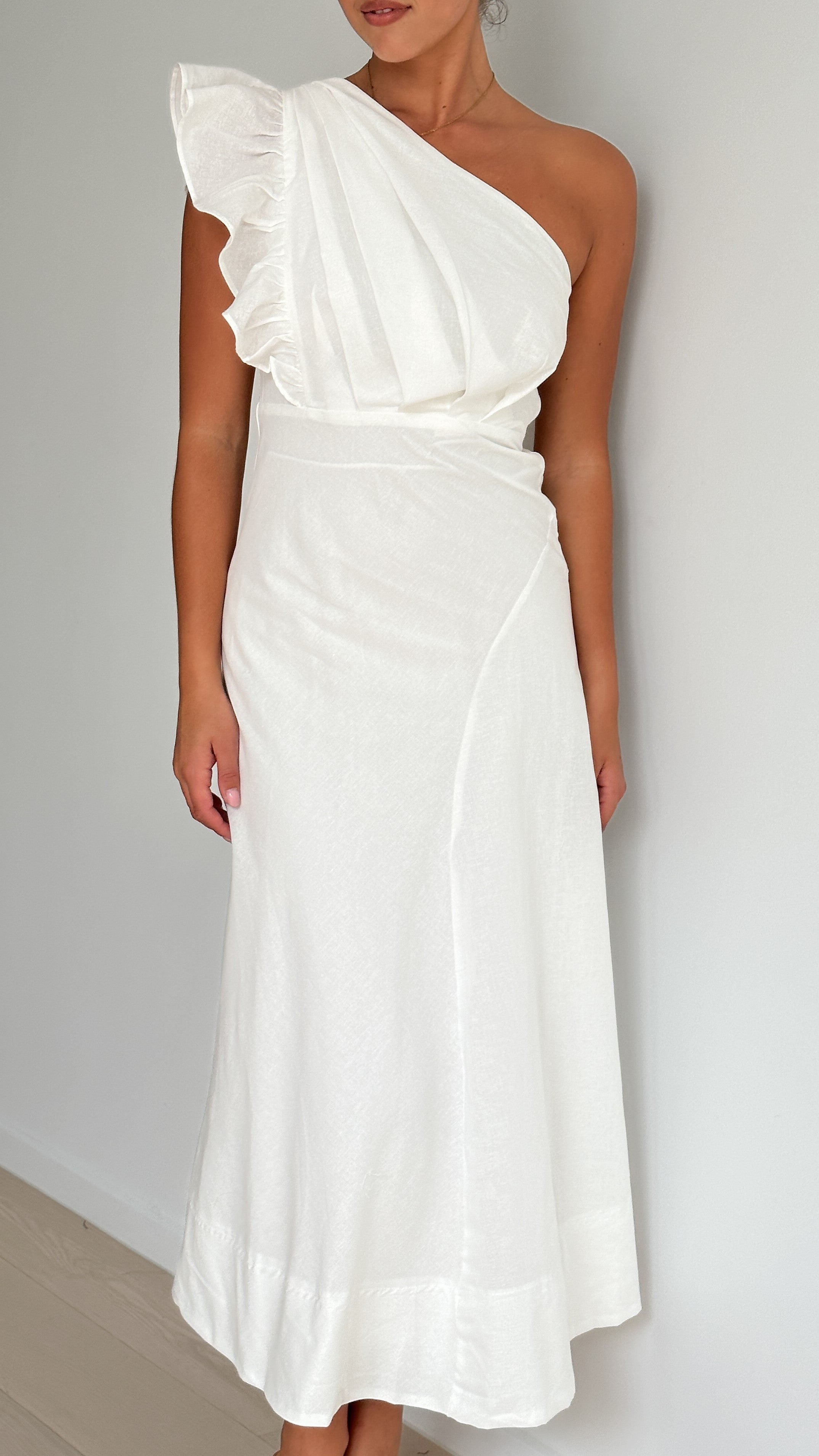 Stassie Midi Dress - White - Billy J