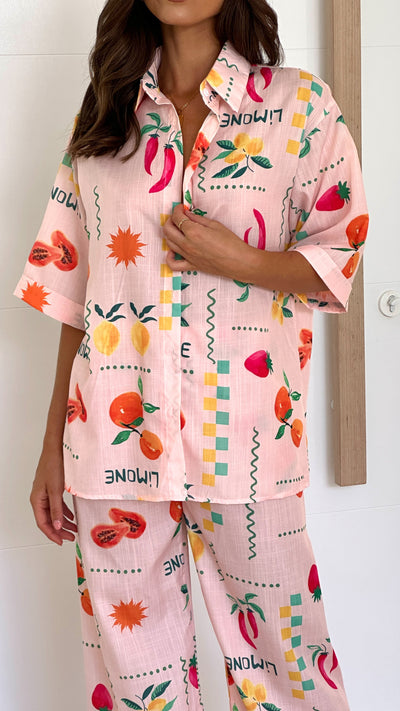 Load image into Gallery viewer, Kourt Button Up Shirt and Pants Set - Peach Limone - Billy J
