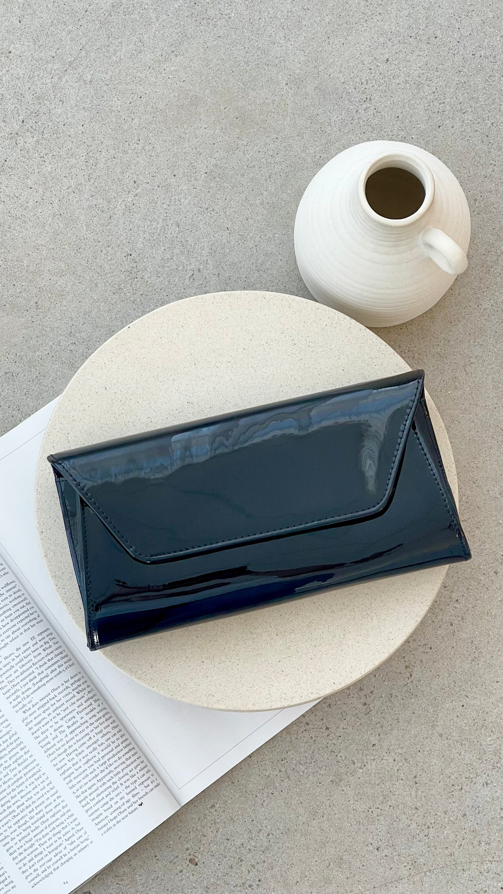 Suzie Gloss Fold Over Clutch - Black - Billy J