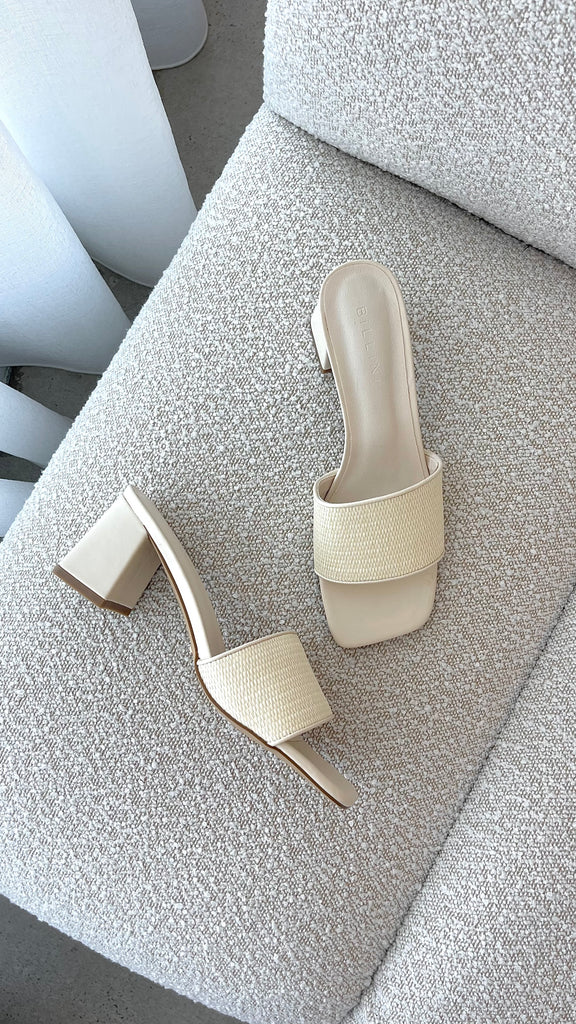 Yarina Heel - Cream Raffia - Billy J