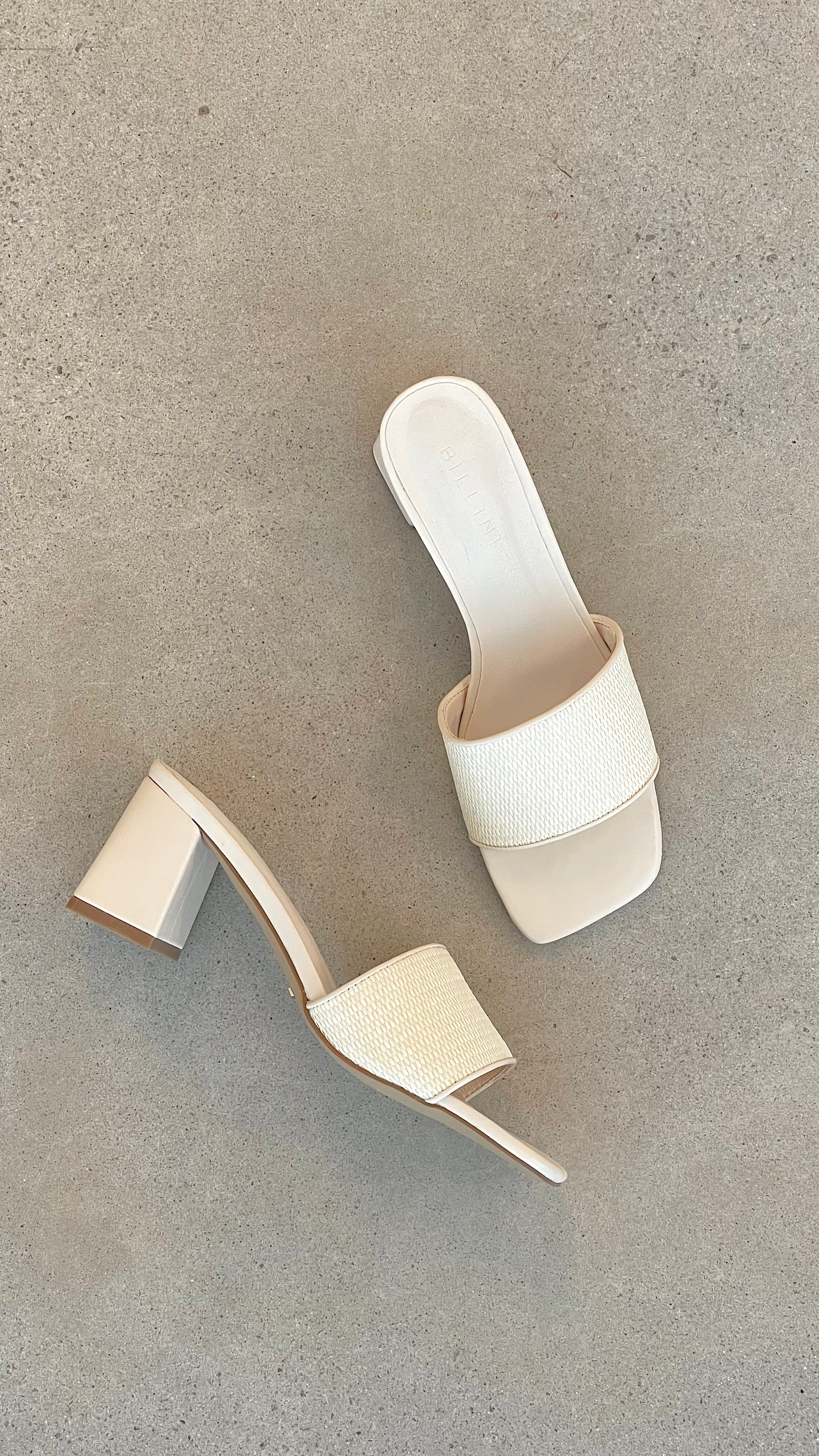 Yarina Heel - Cream Raffia - Billy J