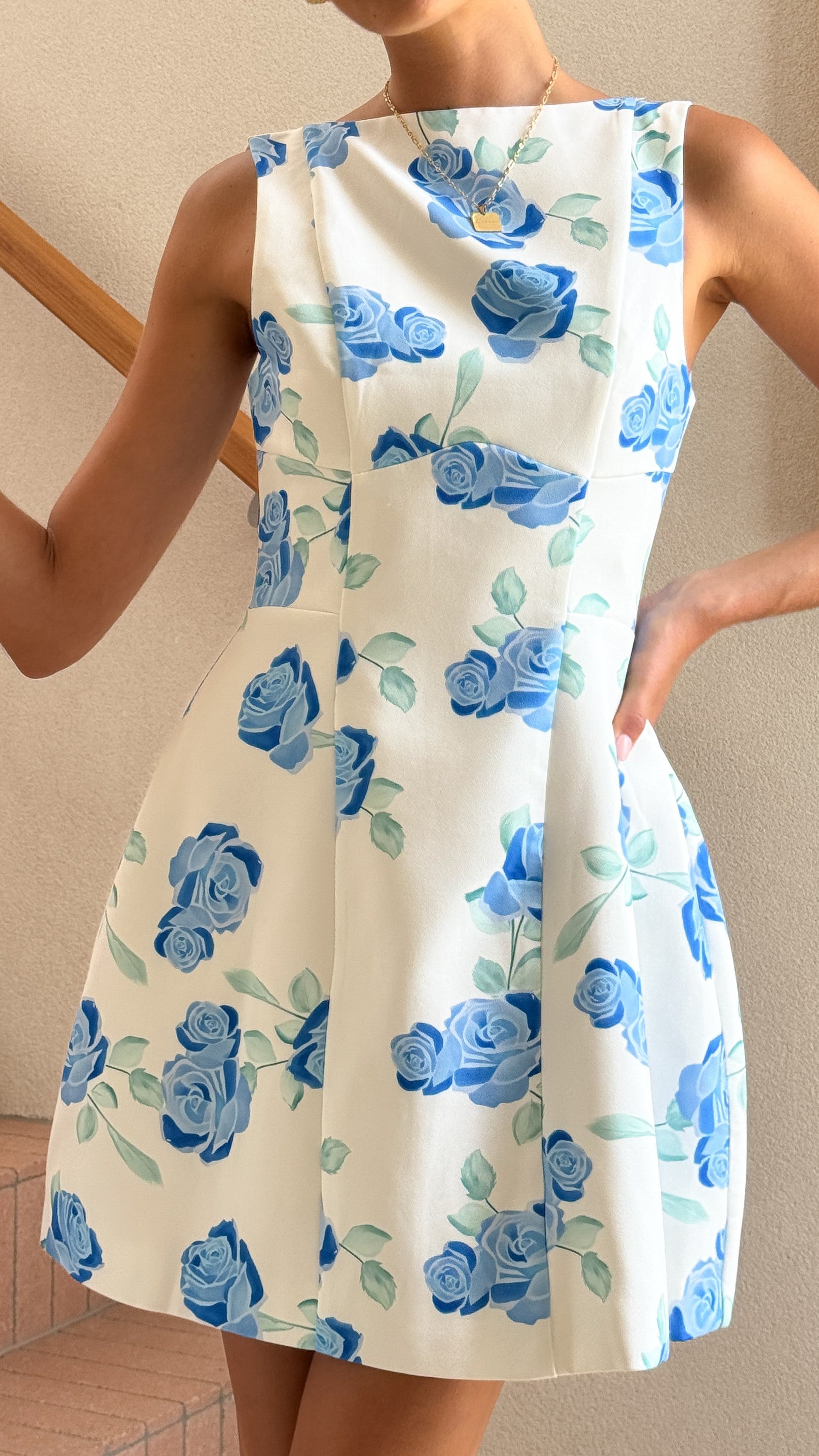 Rafiki Mini Dress - Baby Blue Floral - Billy J