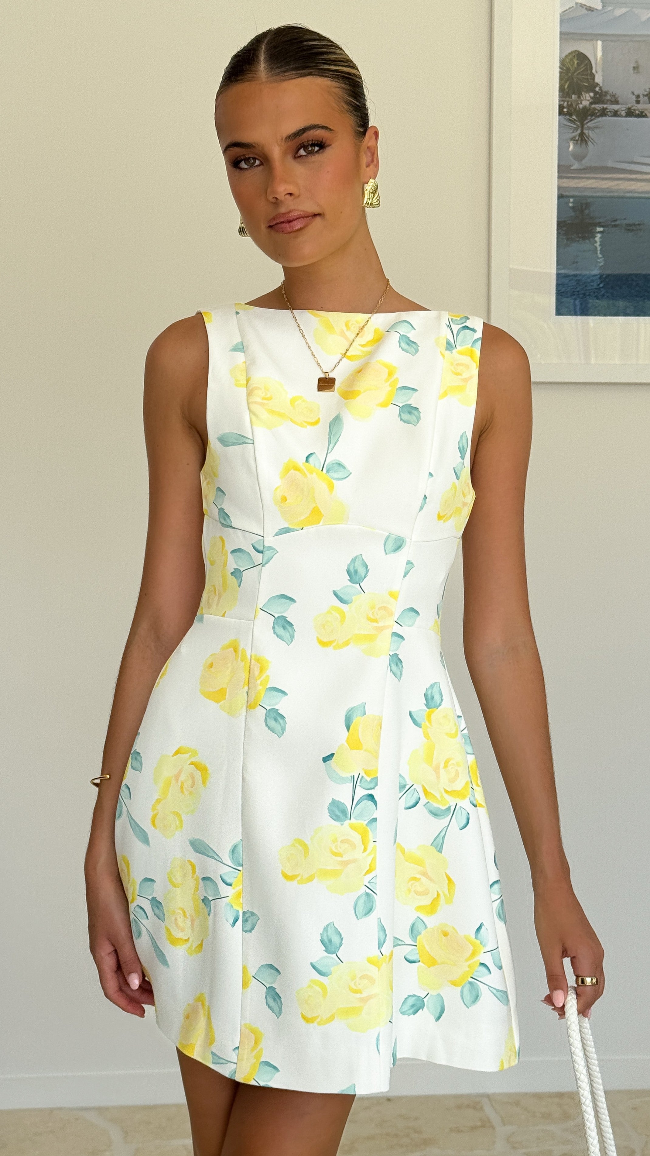 Rafiki Mini Dress - Yellow Floral - Billy J