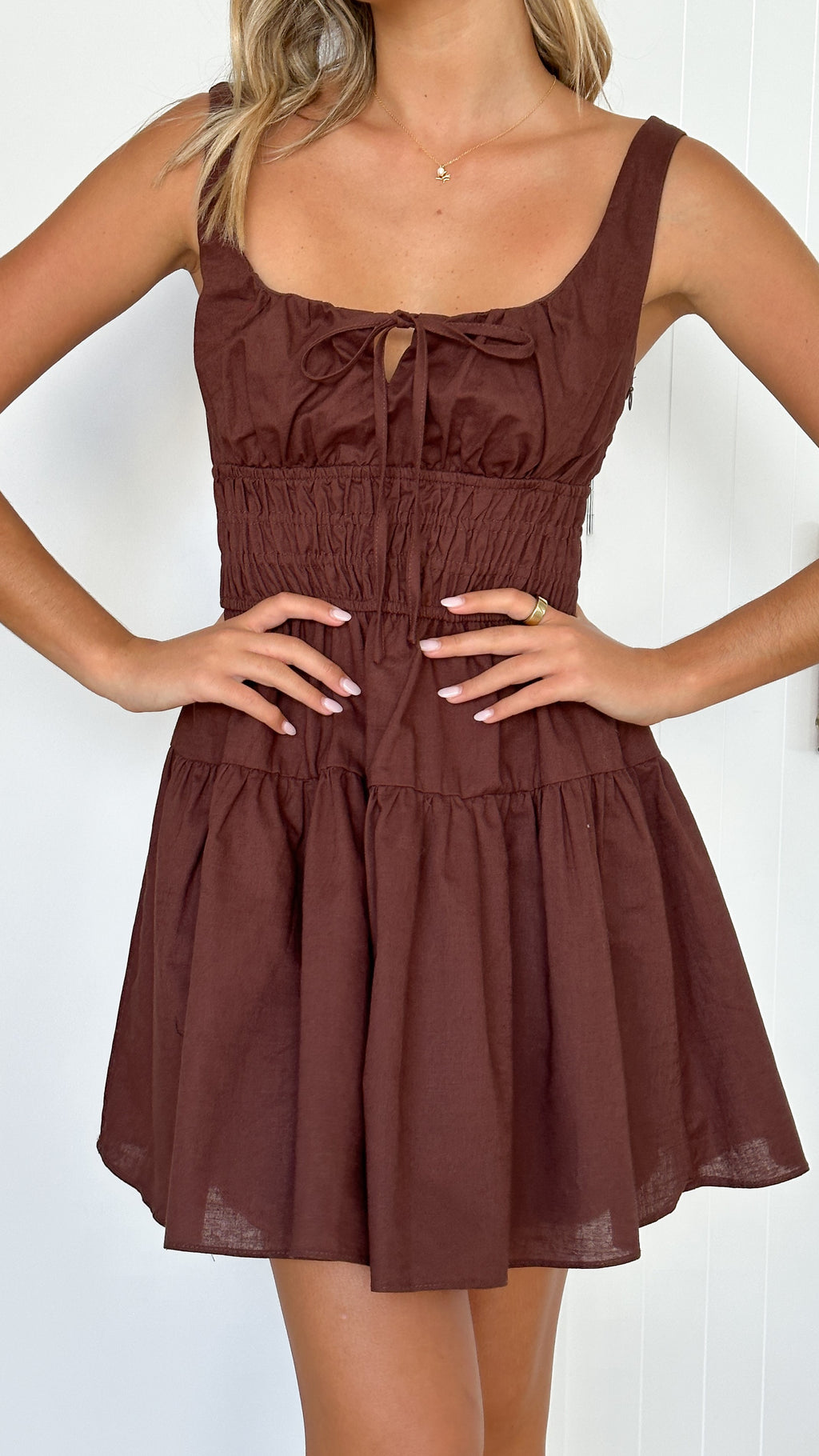 Abrina Mini Dress - Brown - Billy J