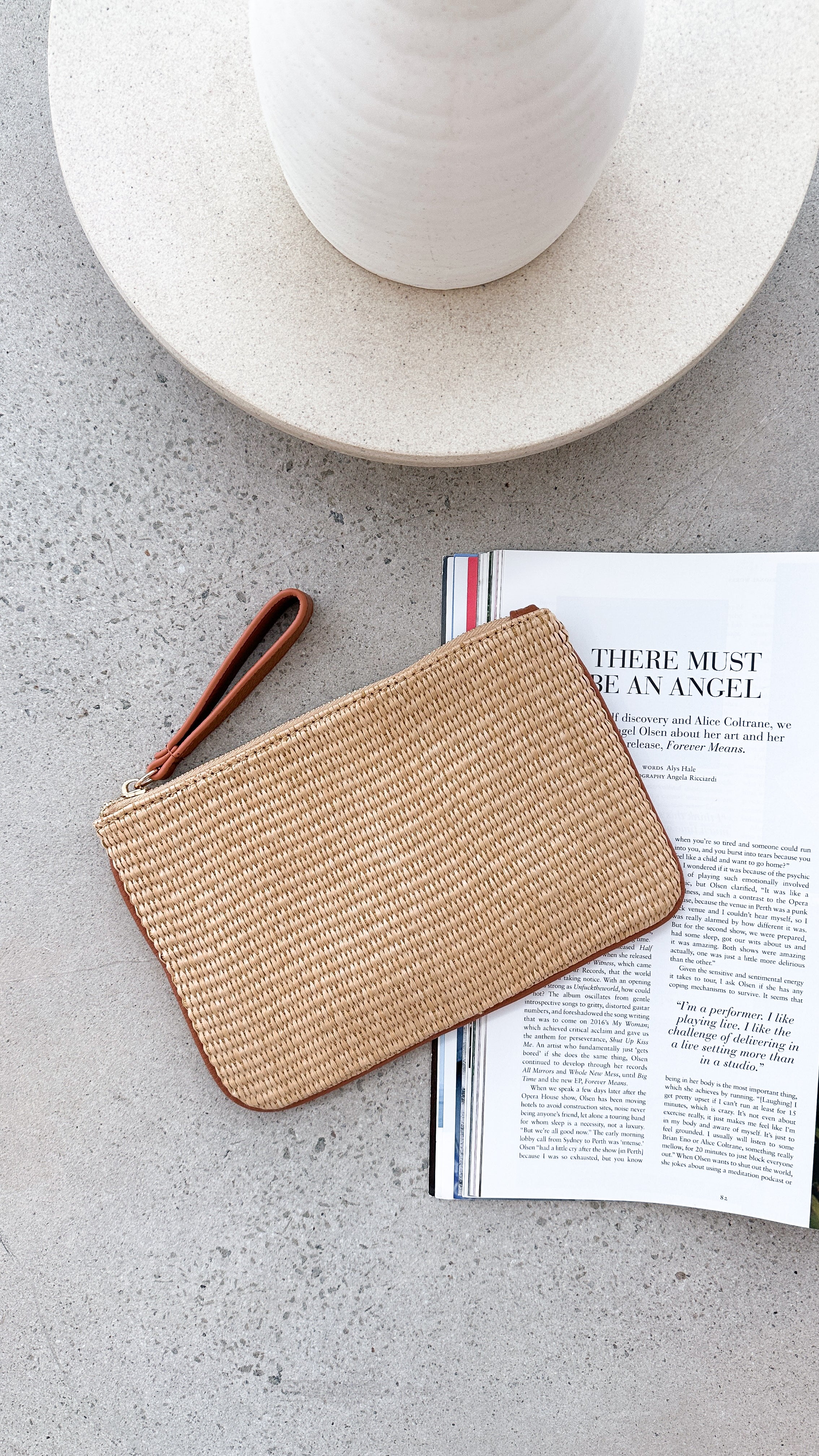 Francesca Weave Pouch -  Natural/Tan - Billy J