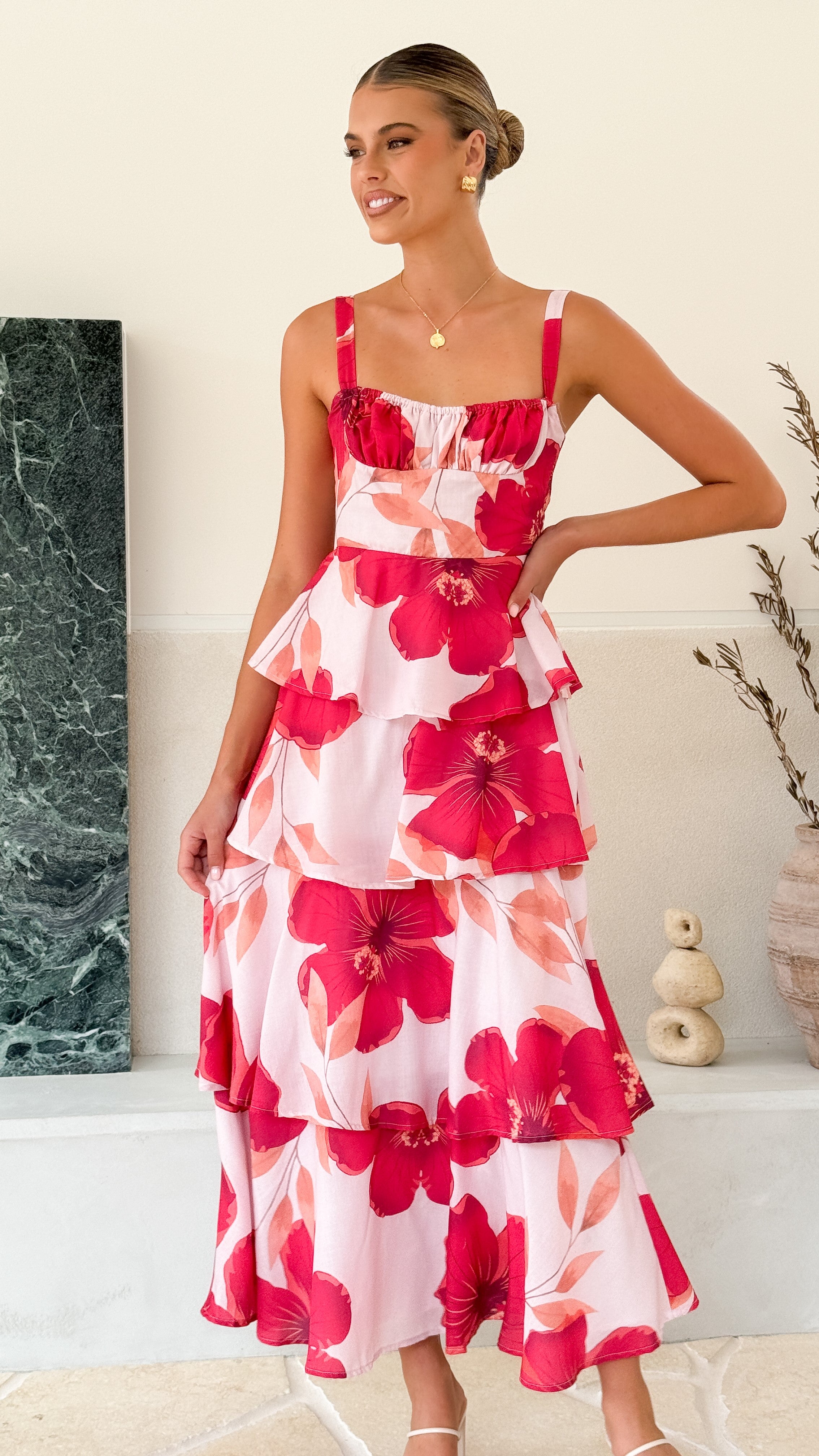 Page Maxi Dress - Red Floral - Billy J