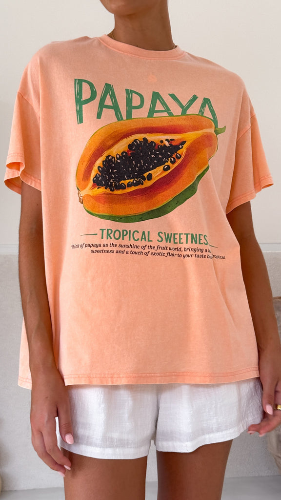 Papaya Acid Wash Tee - Peach - Billy J